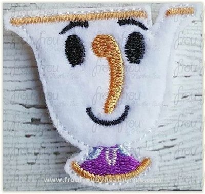 Clippie Chipped Cup Bella and Beasty Emoji Machine Embroidery In The Hoop Project 1.5, 2, 3, and 4 inch