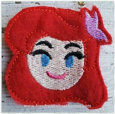 Clippie Ariah Mermaid Emoji Machine Embroidery In The Hoop Project 1.5, 2, 3, and 4 inch