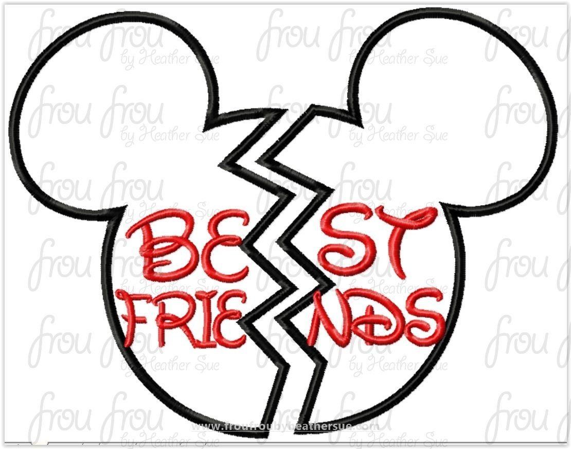 Best Friends Mister Mouse Head TWO design SET Machine Applique Embroidery Design, Multiple Sizes 4&quot;-16&quot;