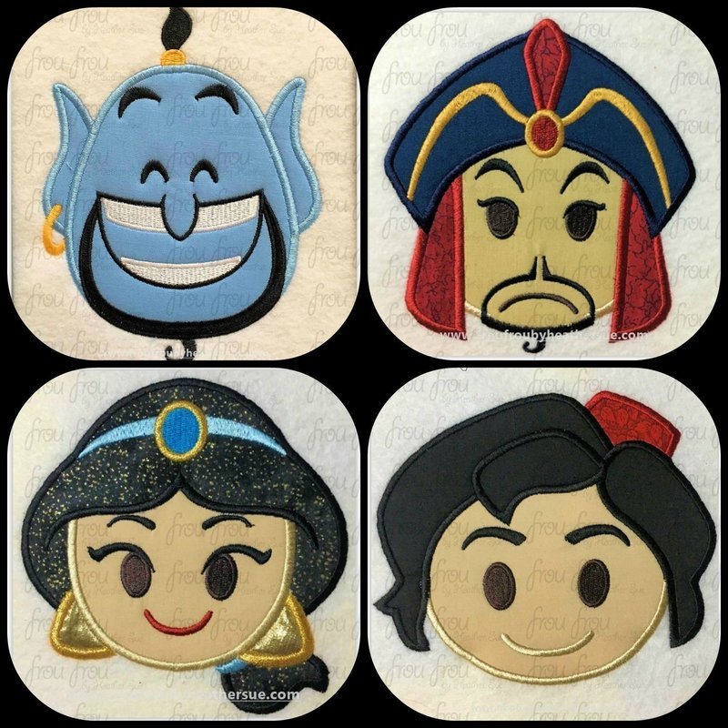 A Lad In Movie Emoji FOUR Design SET machine embroidery design, multiple sizes including 2&quot;-16&quot;