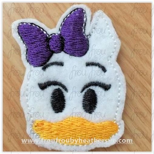 Clippie Dasey Duck Emoji machine embroidery design, multiple sizes 1.5