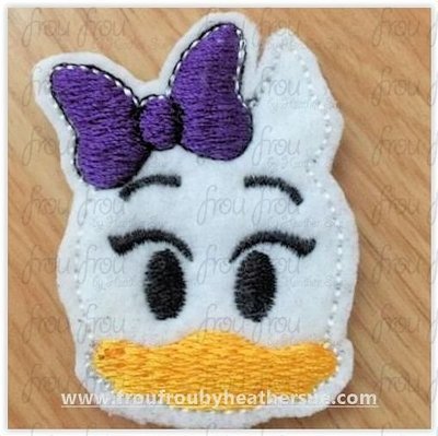 Clippie Dasey Duck Emoji machine embroidery design, multiple sizes 1.5"-4"