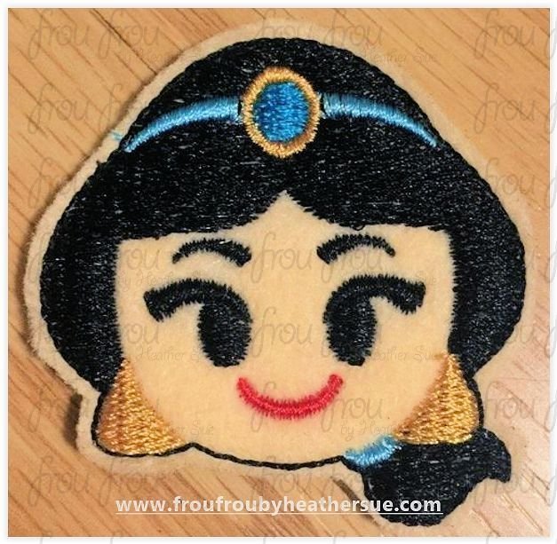 Clippie Jaz Princess Emoji Machine Embroidery In The Hoop Project 1.5, 2, 3, and 4 inch