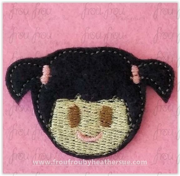 Clippie Boo Girl Monsters Movie Emoji Machine Embroidery In The Hoop Project 1.5, 2, 3, and 4 inch