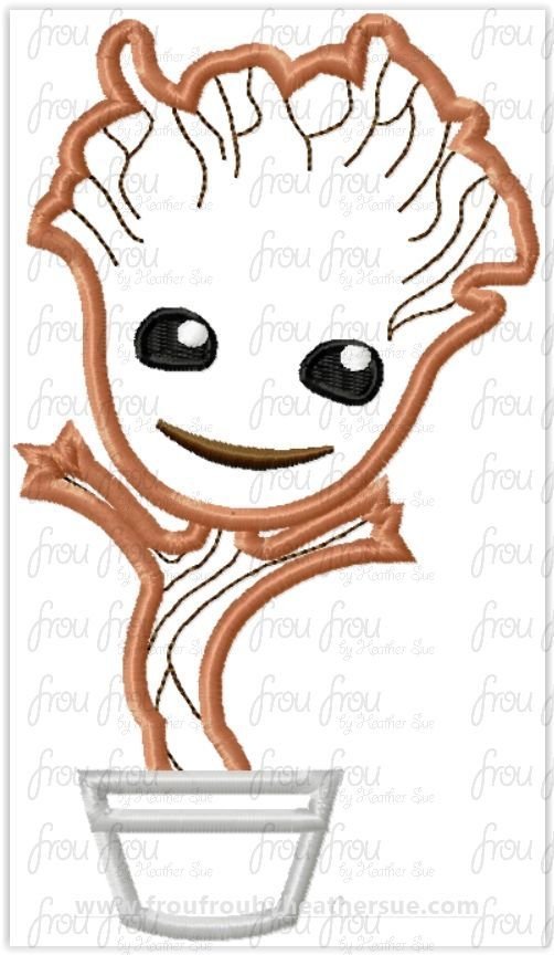 Baby Grut Cutie Guardians of the Universe Super Hero Machine Applique Embroidery Designs, multiple sizes including 2&quot;-16&quot;