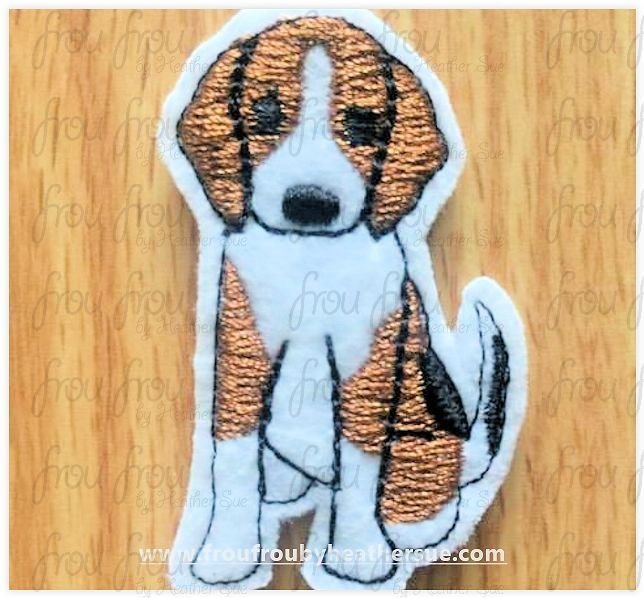 Clippie Beagle Dog Full Body Machine Embroidery In The Hoop Project 1.5, 2, 3, and 4 inch