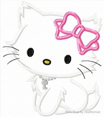 Charming Howdy Cat Machine Applique Embroidery Design, Multiple sizes including 4 inch