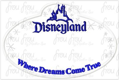 Dis Land BLANK Name Tag Machine Applique Embroidery Design, Multiple Sizes, including 4x4, 5x7, and 6x10
