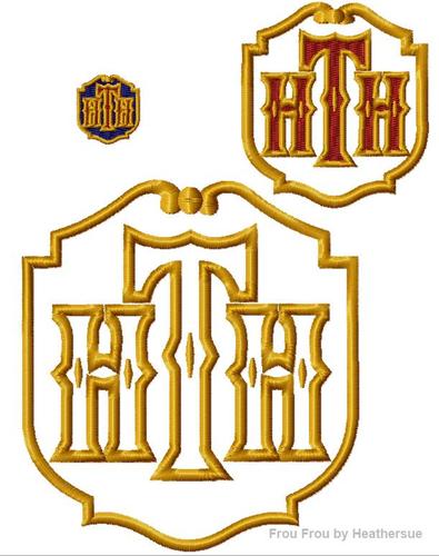 Hollywood Hotel Logo Machine Applique Embroidery Design, multiple sizes including 4 inch