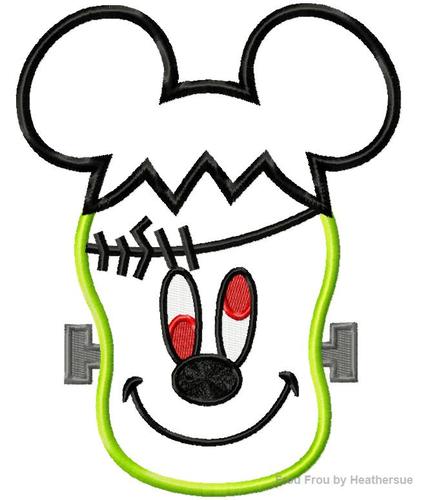 Frankenstein Mister Mouse Halloween Applique Machine Embroidery Design Multiple Sizes, including 4 inch