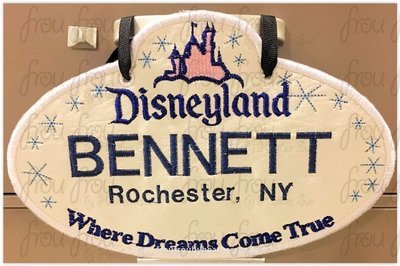 Stroller Name Tag Dis Land With Castle Fish Extender IN THE HOOP Machine Applique Embroidery Design 4