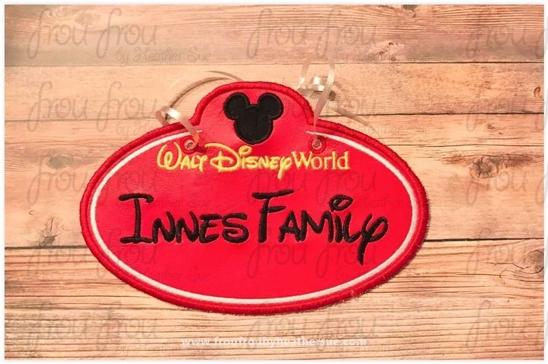 Stroller Name Tag Dis World With Mister Mouse Head Fish Extender IN THE HOOP Machine Applique Embroidery Design 4"-16"