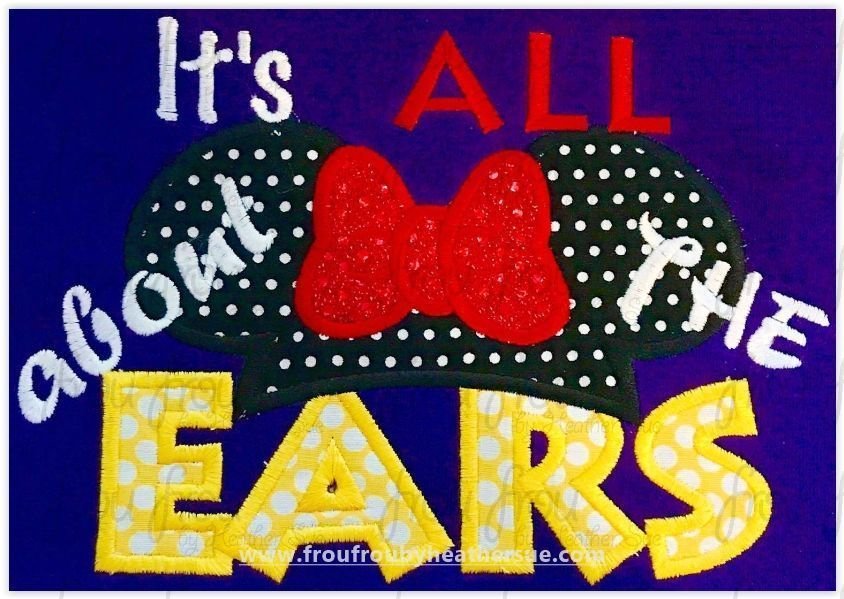 It&#39;s all about the Ears Miss Mouse Machine  Applique Embroidery Design, Multiple Sizes 4&quot;-16&quot;
