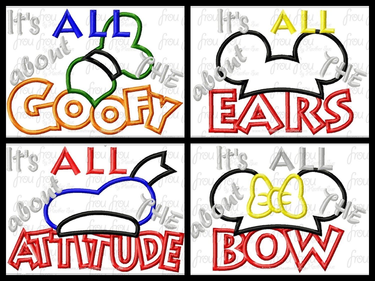 It&#39;s all about the...FOUR Design SET Machine  Applique Embroidery Design, Multiple Sizes 4&quot;-16&quot;
