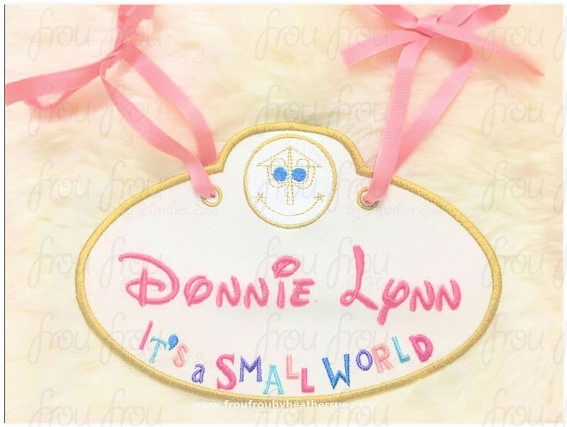 Stroller Name Tag Small Globe Dis World Land Fish Extender IN THE HOOP Machine Applique Embroidery Design 4"-16"