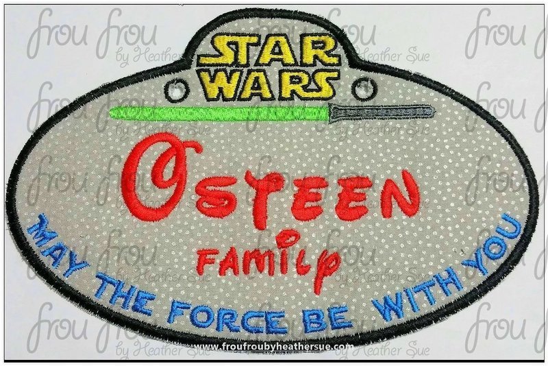 Stroller Name Tag Space Wars Fish Extender IN THE HOOP Machine Applique Embroidery Design 4"-16"