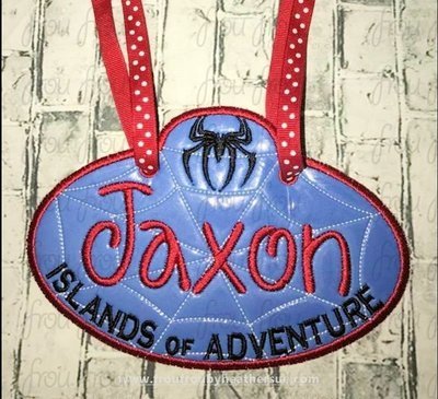 Stroller Name Tag Spider Superhero Island Adventure Fish Extender IN THE HOOP Machine Applique Embroidery Design 4