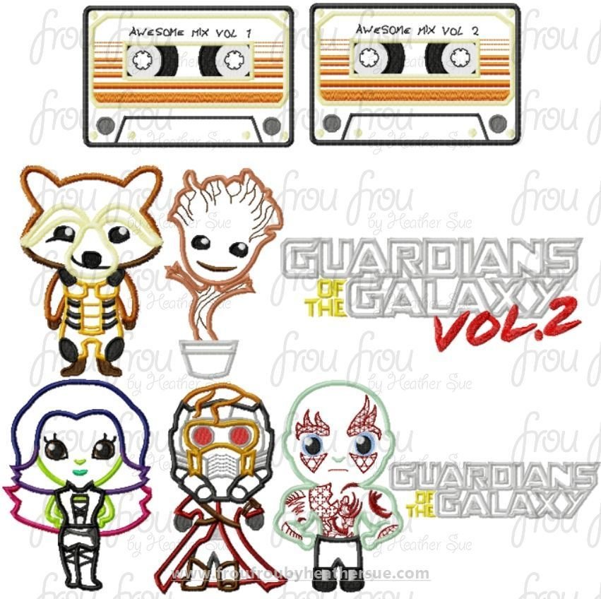 Guardians of the Universe Cutie NINE Design SET Super Hero Machine Applique Embroidery Designs, multiple sizes including 4