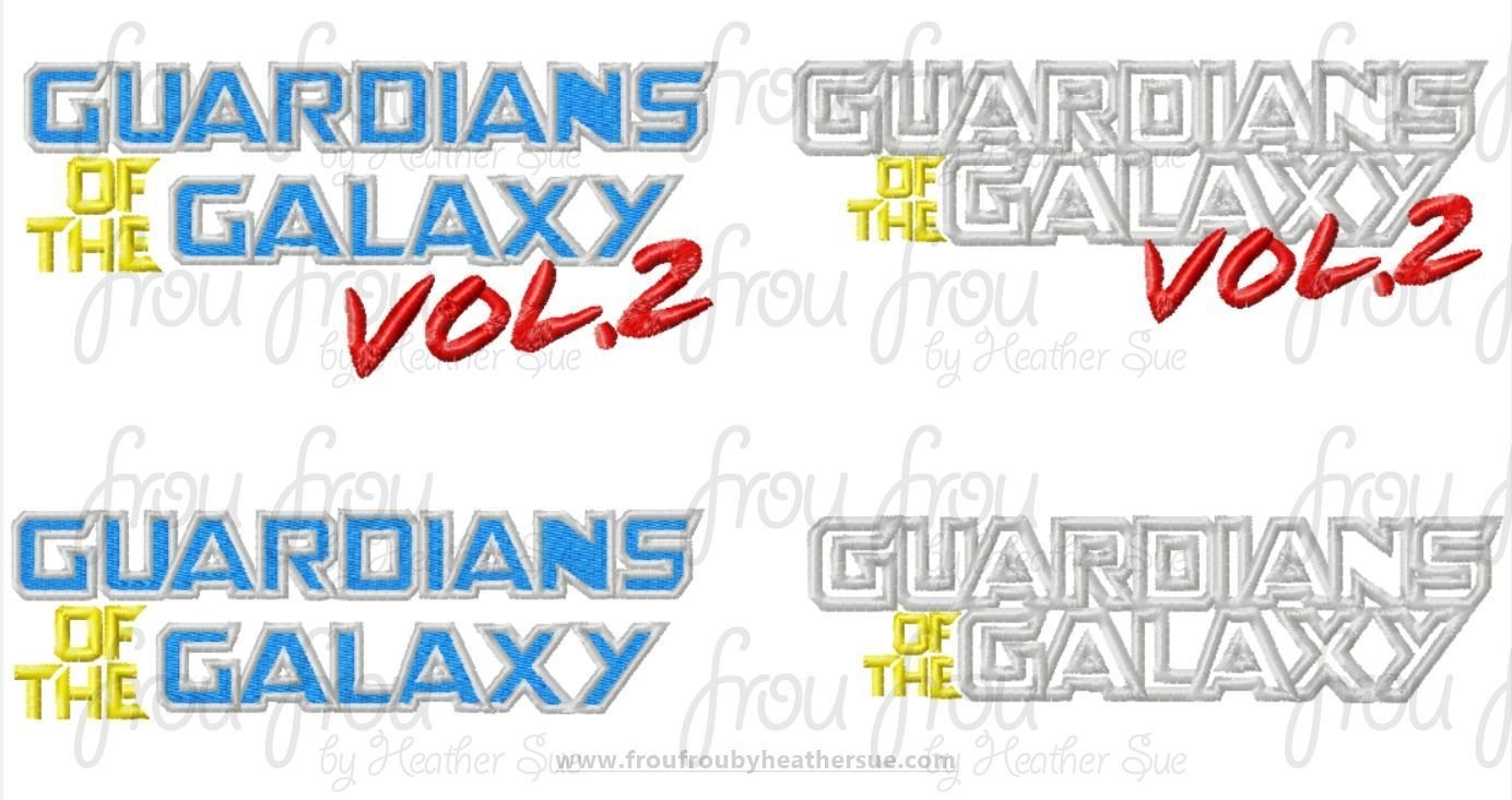 Guardians of the Universe Vol 1 and 2 Wording TWO Design SET Super Hero Machine Applique Embroidery Designs, multiple sizes including 4