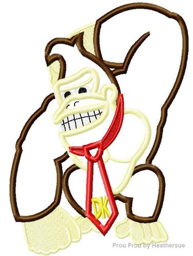 Donkey Gorilla Machine Applique Embroidery Design, Multiple Sizes, including 4 inch
