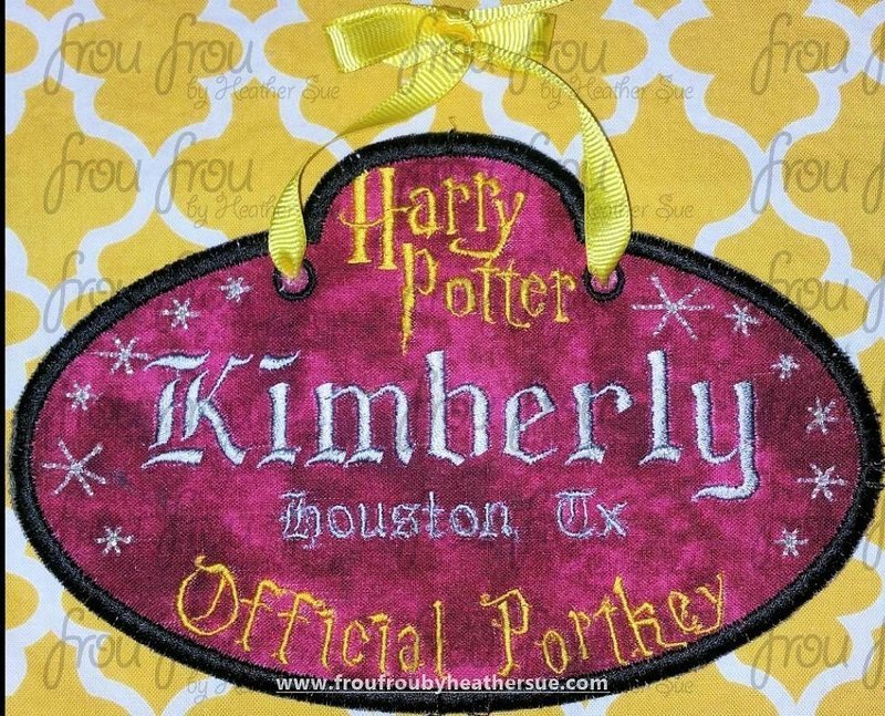 Stroller Name Tag Hairy Potts Official Portkey Fish Extender IN THE HOOP Machine Applique Embroidery Design 4"-16"