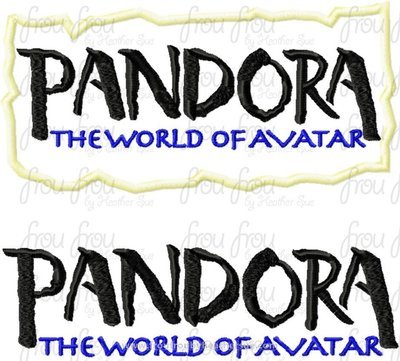 Panora World of Avador Wording with and without frame Machine Applique Embroidery Design, Multiple sizes including 4"-16"