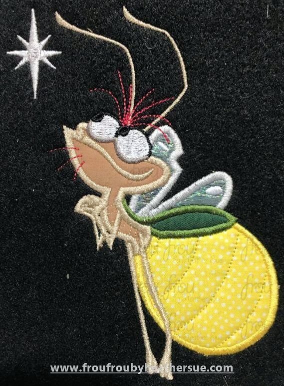 Raymond Firefly  and Star Frog Princess Machine Applique Embroidery Design, multiple sizes 4&quot;-16&quot;