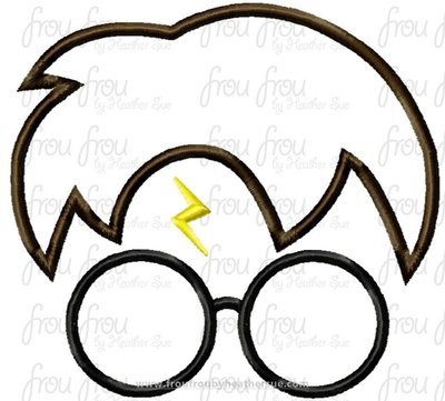Hairy Potts Just Face Wizard Machine Applique Embroidery Design, Multiple Sizes 2