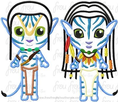 Avador Naytri and Jack Cutie TWO Design SET Panora Little Princess Machine Applique Embroidery Design, Multiple sizes 4"-16"