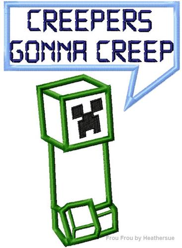Creep Gonna Creep Mine Machine Applique Embroidery Design, Multiple Sizes, including 4 inch