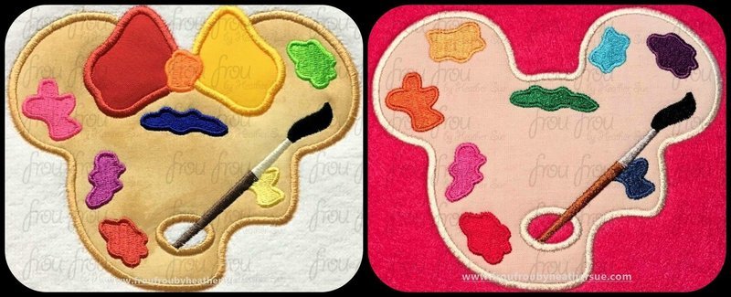 Artist Palette Mister and Miss Mouse Head TWO Design SET Machine Applique Embroidery Designs, multiple sizes including 2&quot;-16&quot;