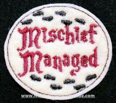 Clippie Mischief Managed Hairy Potts Machine Embroidery In The Hoop Project 1.5, 2, 3, and 4 inch and SORTED