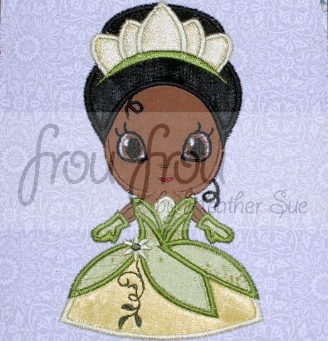 Tina Little Frog Princess Cutie, Machine Applique Embroidery Design, Multiple Sizes 4"-16"