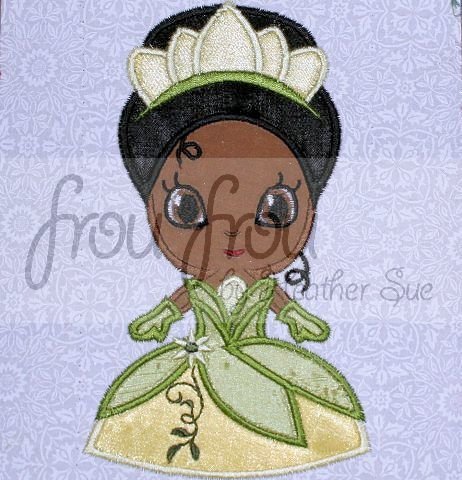 Tina Little Frog Princess Cutie, Machine Applique Embroidery Design, Multiple Sizes 4&quot;-16&quot;