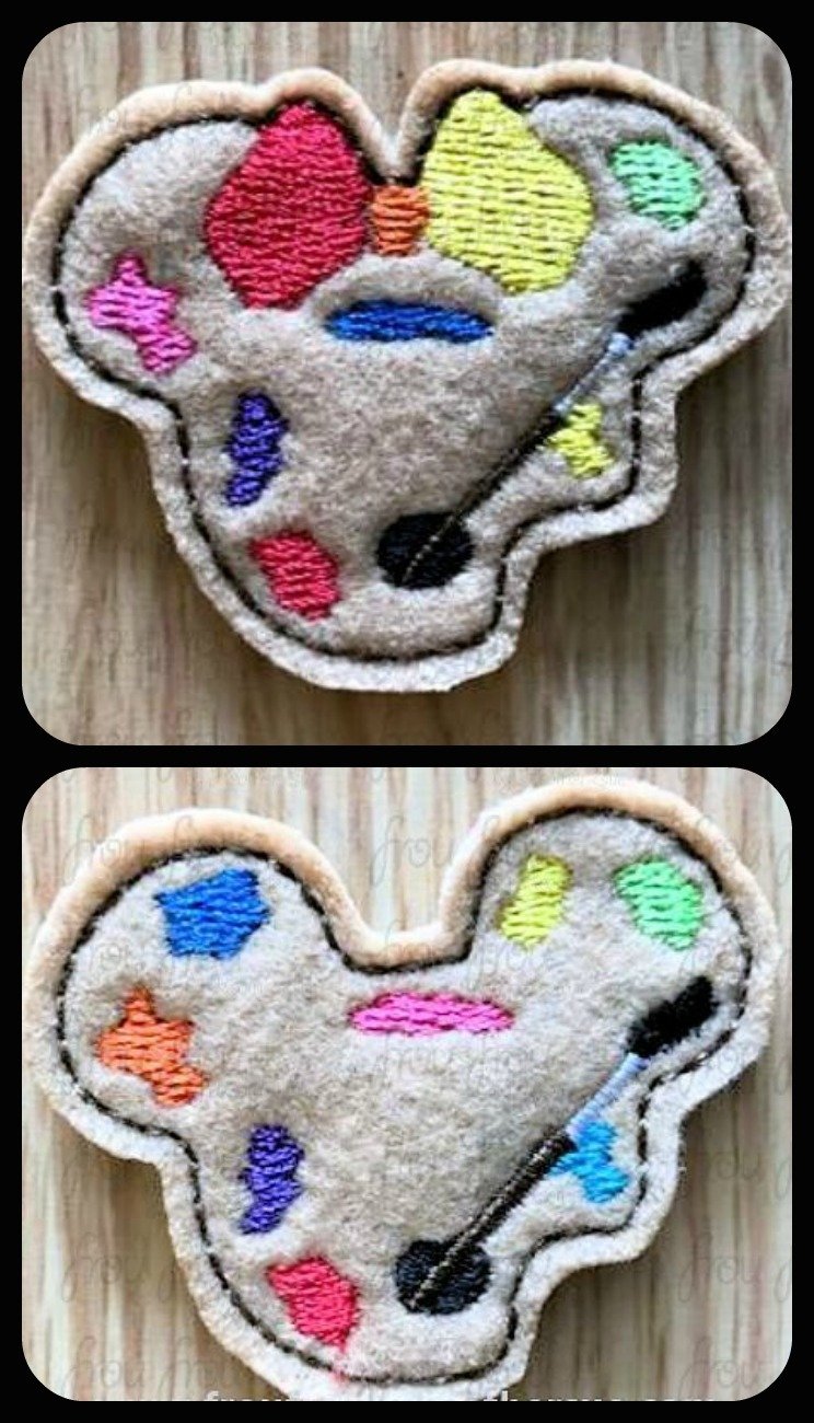 Clippie Artist Palette Mister and Miss Mouse Head TWO design SET Machine Embroidery In The Hoop Project 1.5, 2, 3, and 4 inch
