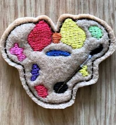 Clippie Artist Palette Miss Mouse Head Machine Embroidery In The Hoop Project 1.5, 2, 3, and 4 inch