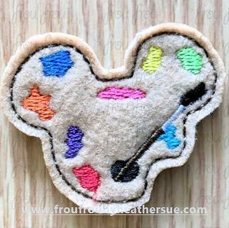 Clippie Artist Palette Mister Mouse Head Machine Embroidery In The Hoop Project 1.5, 2, 3, and 4 inch