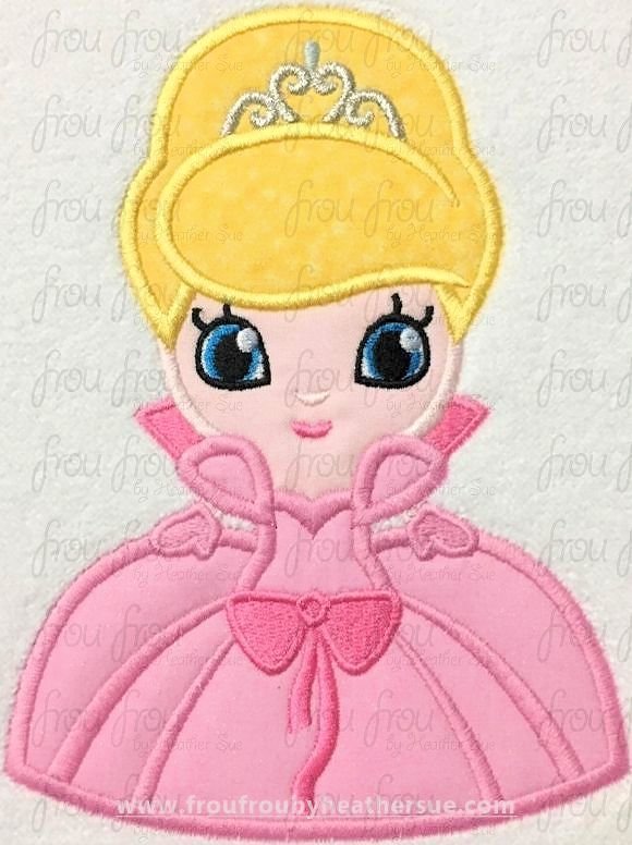 Char Lot Little Frog Princess Cutie, Machine Applique Embroidery Design, Multiple Sizes 4&quot;-16&quot;