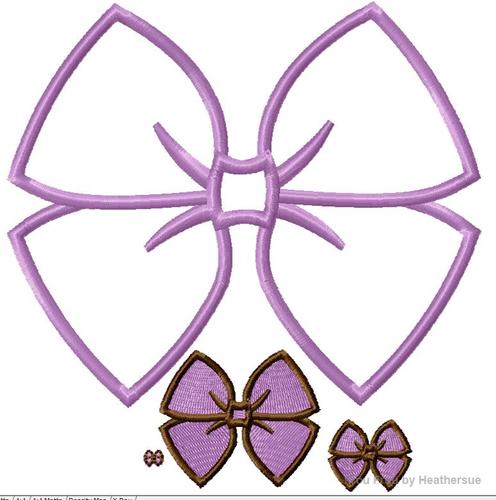 Hair Bow Applique Embroidery Design, multiple sizes, including half inch up to 9 inch