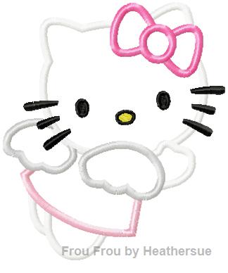 Howdy Cat Flying Angel Fairy Machine Applique Embroidery Design, Multiple sizes including 4 inch