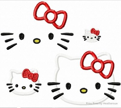 Howdy Cat Head and Just Face TWO Machine Applique Embroidery Designs, Multiple sizes including 1, 2, 4, 7, and 10 inch