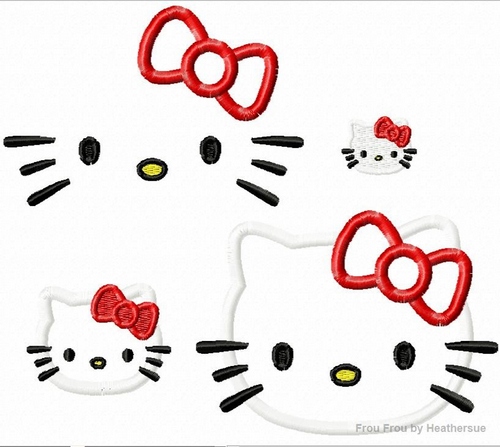 Howdy Cat Head and Just Face TWO  Machine Applique Embroidery Designs, Multiple sizes including 1, 2, 4, 7, and 10  inch
