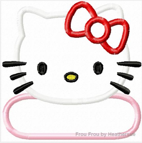 Howdy Cat with oval for name Machine Applique Embroidery Design, Multiple sizes including 4 inch