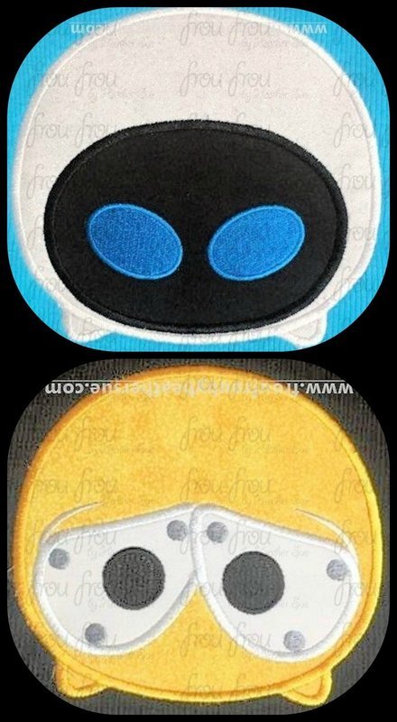Tzum Wally and Eva Robot Video Game TWO Design SET Machine Applique Embroidery Design, Mutliple Sizes including 4 inch