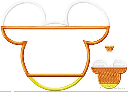Candy Corn Mister Mouse Head Machine Applique Embroidery Design, Multiple Sizes, including 4 inch