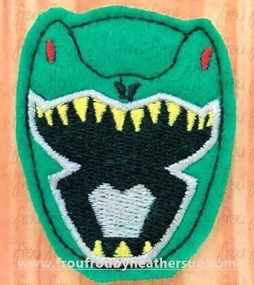Clippie Green Dinosaur Ranger Superhero Super hero Machine Embroidery In The Hoop Project 1.5, 2, 3, and 4 inch