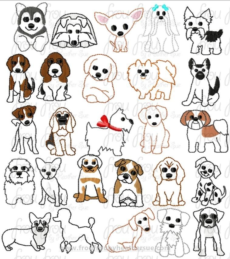 Clippie Dogs TWENTY-SIX Design SET Full Body Machine Embroidery In The Hoop Project 1.5, 2, 3, and 4 inch