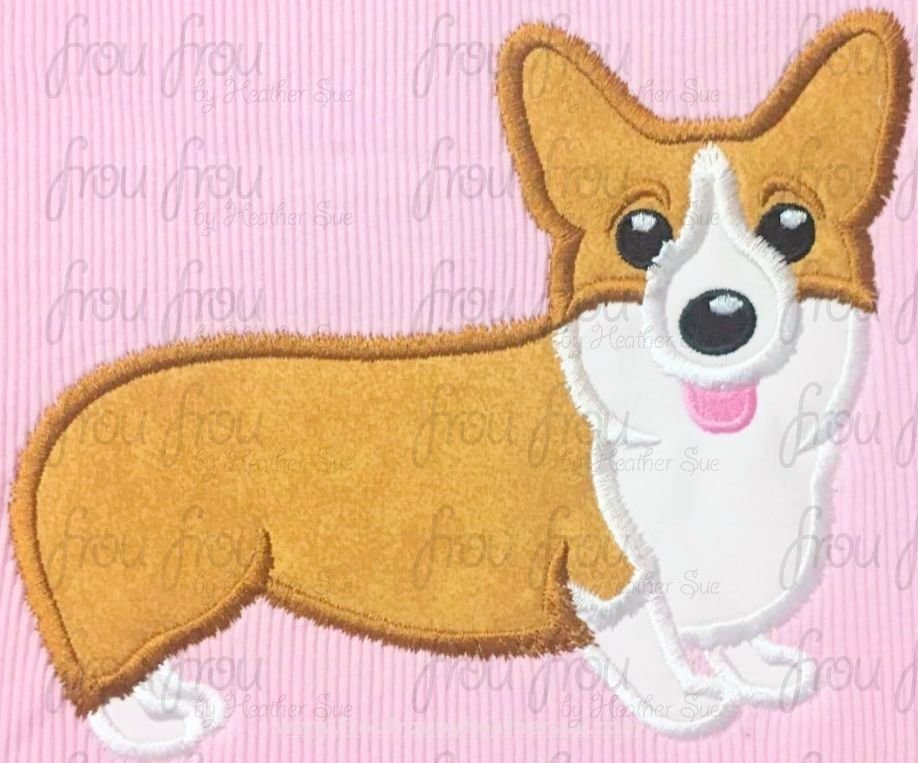 Corgi Puppy Dog Machine Applique Embroidery Design, Multiple Sizes, including 4 inch