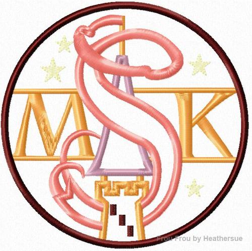 Sorcerers of the Kingdom Circle Badge Extinct Machine Applique Embroidery Design, Multiple sizes including 4 inch