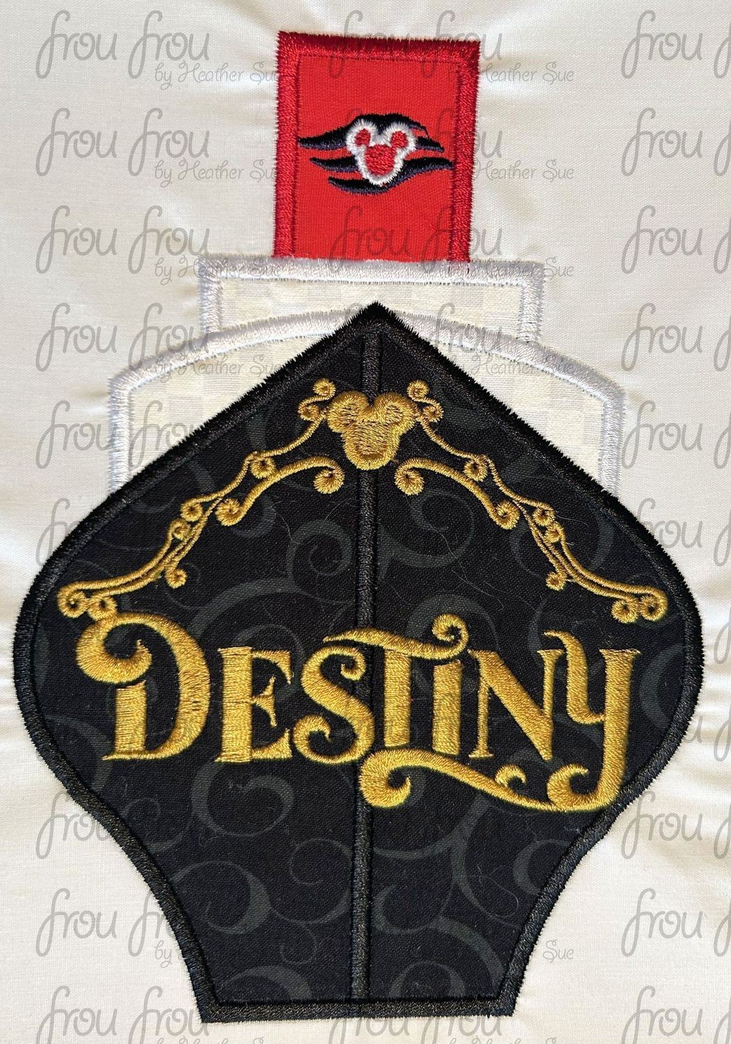 Destiny Dis Cruise Ship Full Color Front Machine Applique, Multiple Sizes